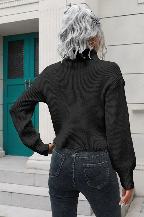 'Anouk' Turtleneck Cropped Sweater - Celes Fashion